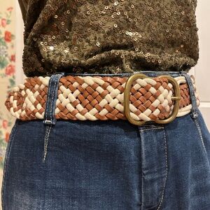 Coastal Cowgirl Braided Leather Belt with Brass Buckle “Sundance” Medium